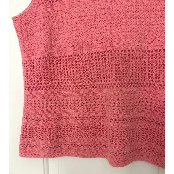 Vintage Y2K White Stag Pink Crochet Summer Cropped Top XL Festival Concert - Picture 4 of 10